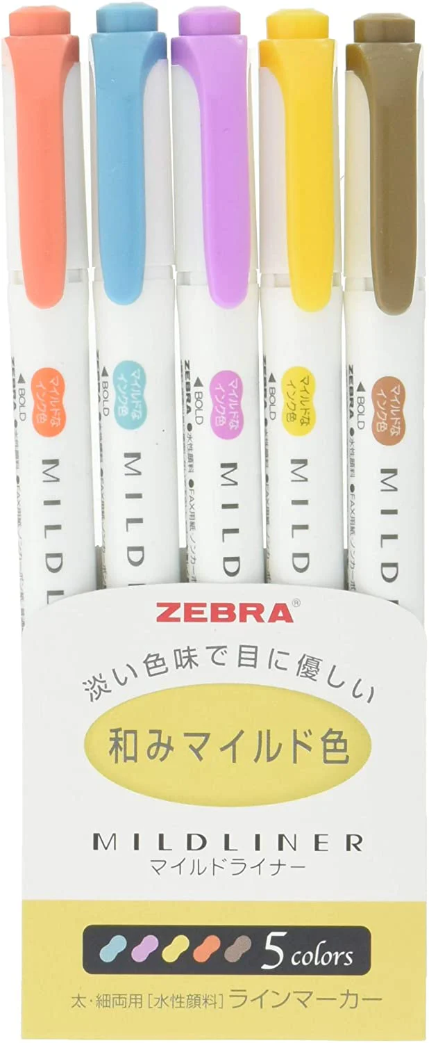 Zebra Mildliner Double-Sided Highlighter - Warm Mild Colors